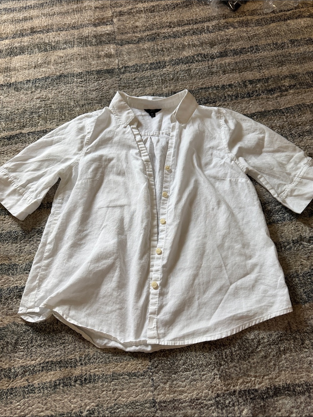 J. Crew White Short-Sleeve Button-Front Shirt